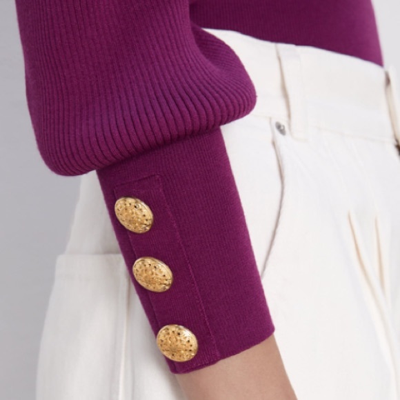 ZARA RIBBED SWEATER W/GOLD BUTTONS - Picture 3 of 8